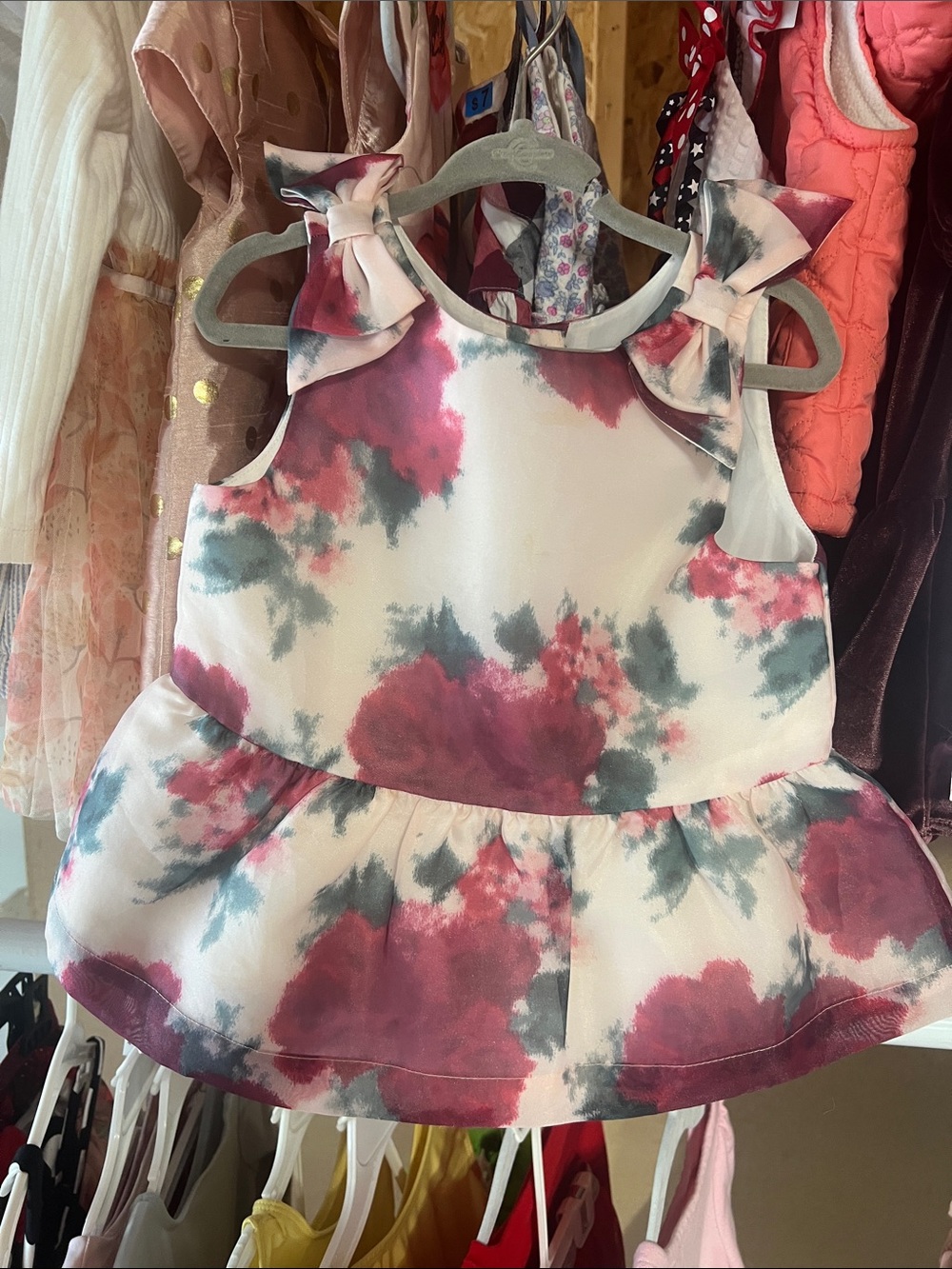 Janie and Jack White Floral Tie-Shoulder Peplum Top